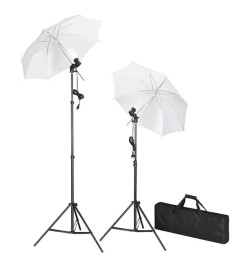 Kit de studio photo avec toiles de fond, lampes et parapluies