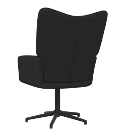 Chaise de relaxation avec tabouret Noir Tissu