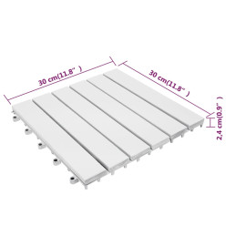 Tuiles de terrasse 20 pcs Blanc 30x30 cm Bois massif d'acacia