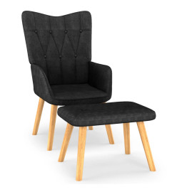 Chaise de relaxation avec tabouret Noir Tissu