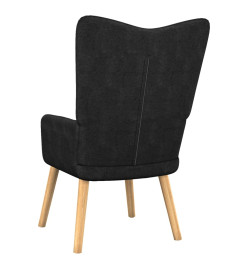 Chaise de relaxation avec tabouret Noir Tissu