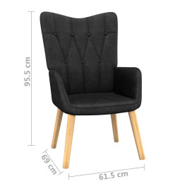 Chaise de relaxation avec tabouret Noir Tissu