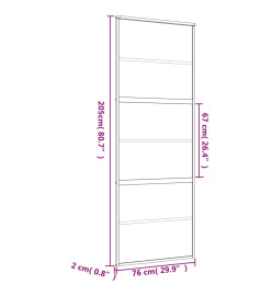 Porte coulissante doré 76x205 cm verre ESG dépoli et aluminium