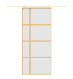 Porte coulissante doré 90x205 cm verre ESG dépoli et aluminium