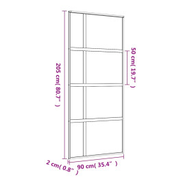 Porte coulissante doré 90x205 cm verre ESG dépoli et aluminium