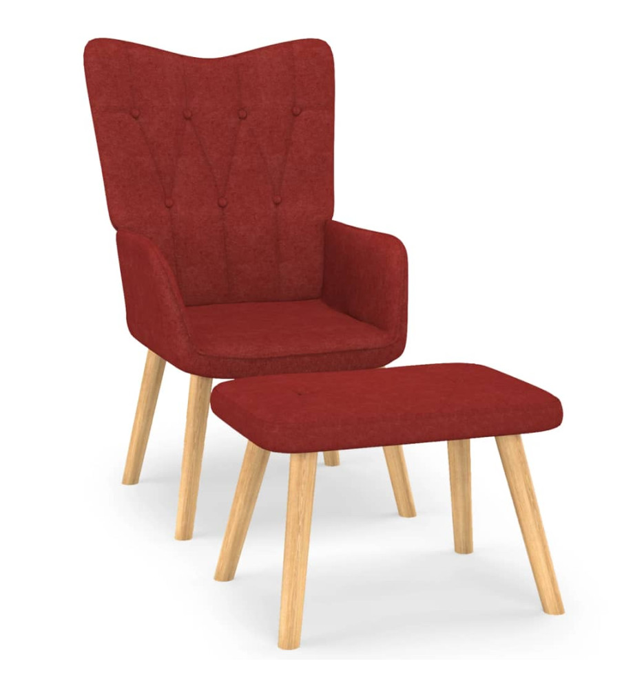 Chaise de relaxation avec tabouret Rouge bordeaux Tissu