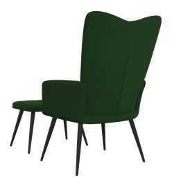 Chaise de relaxation avec repose-pied Vert foncé Velours