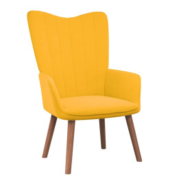 Chaise de relaxation avec repose-pied Jaune moutarde Velours