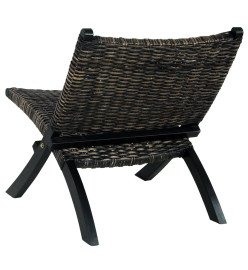 Chaise de relaxation Noir Rotin naturel kubu et bois d'acajou