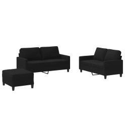 Ensemble de canapés 3 pcs avec coussins Noir Tissu