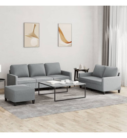 Ensemble de canapés 3 pcs avec coussins Gris clair Tissu