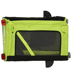 Remorque de vélo pour chien vert et noir tissu oxford et fer