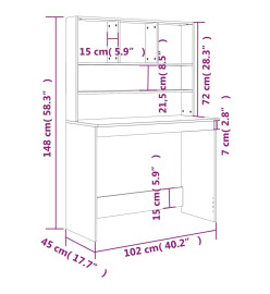 Bureau avec étagères Chêne sonoma 102x45x148 cm