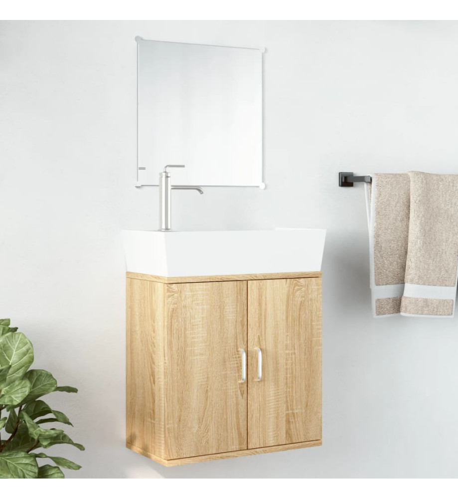 Ensemble de meubles salle de bain 2 pcs chêne bois d'ingénierie