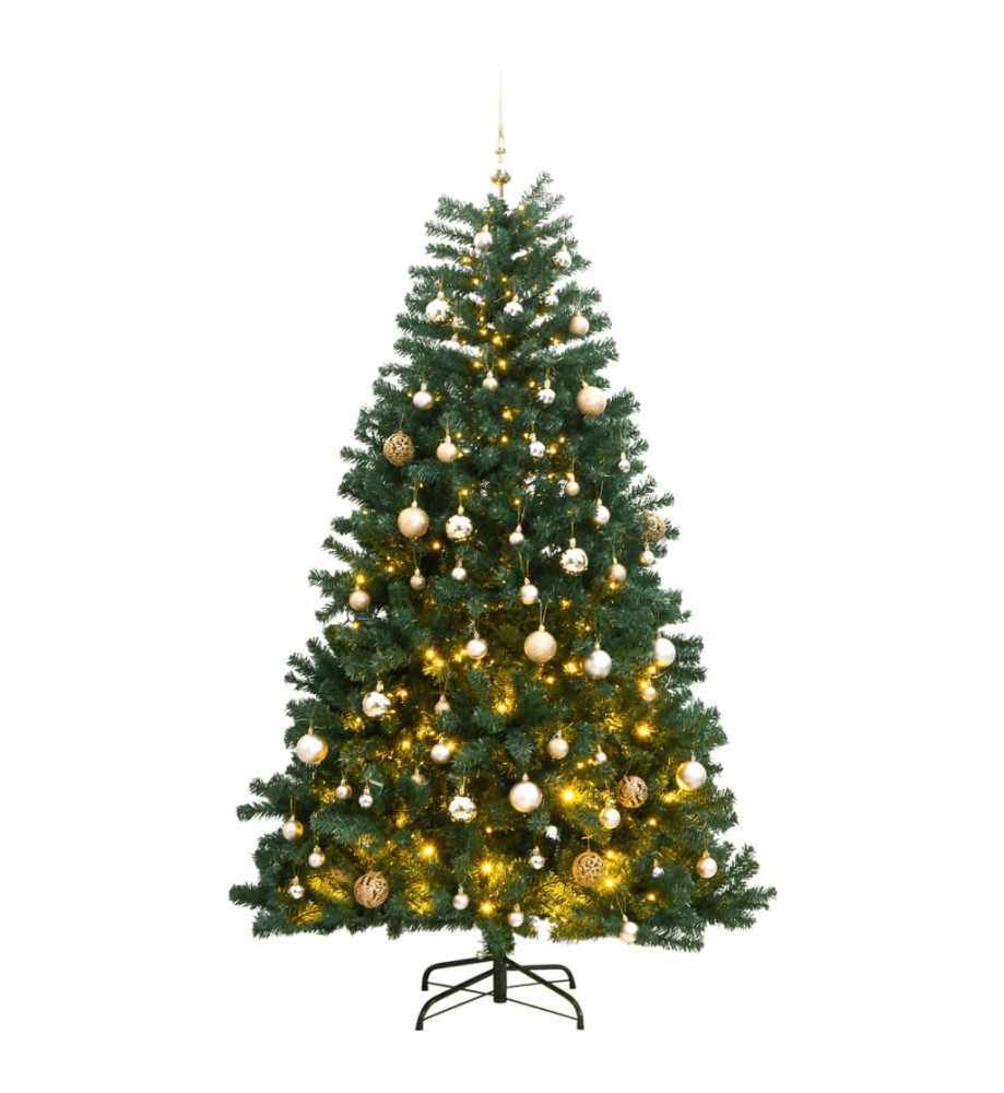 Sapin de Noël artificiel articulé 300 LED et boules 240 cm