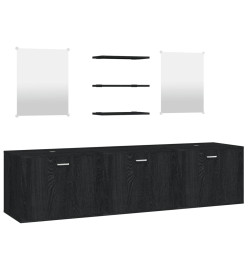 Ensemble de meubles salle de bain 6 pcs noir bois d'ingénierie