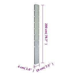 Poteau de clôture en gabion argenté 200 cm acier galvanisé