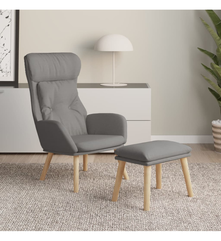 Chaise de relaxation avec repose-pied Gris clair Tissu