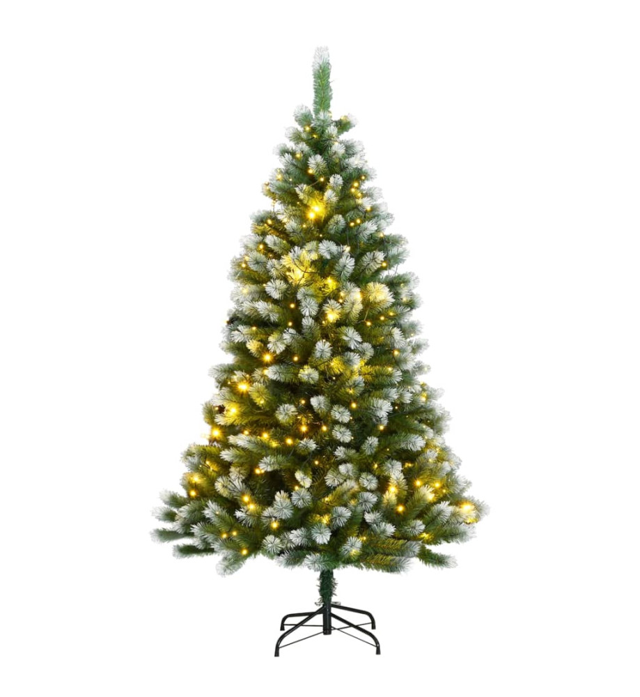 Sapin de Noël artificiel à charnière 300LED neige floquée 210cm