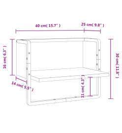 Étagère murale avec barre sonoma gris 40x25x30 cm