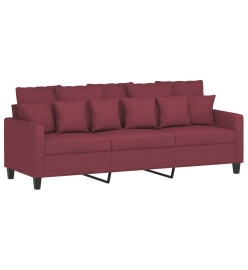 Canapé à 3 places avec repose-pieds Rouge bordeaux 180 cm Tissu