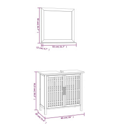 Ensemble de meubles de salle de bain 2 pcs Bois massif de noyer