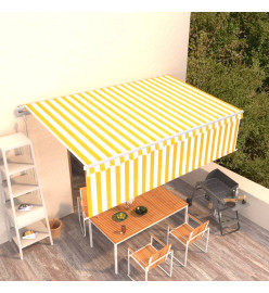 Auvent rétractable automatique avec store 5x3 m Jaune et blanc