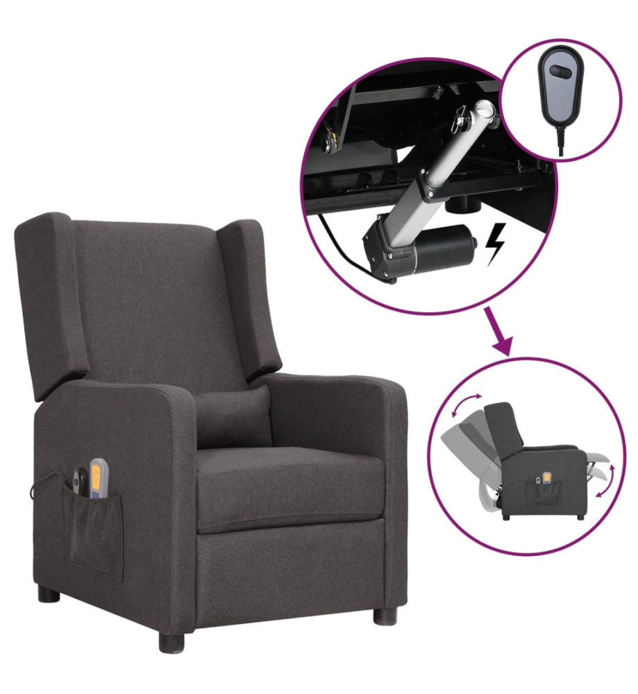 Fauteuil électrique de massage Gris foncé Tissu