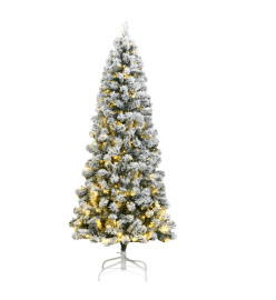 Sapin de Noël artificiel à charnière 300LED neige floquée 240cm