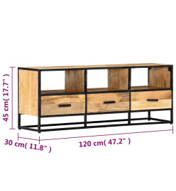 Meuble TV 120x30x45 cm Bois solide de manguier