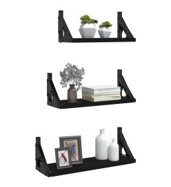 Ensemble d'étagères murales 3 pcs noir bois d'ingénierie