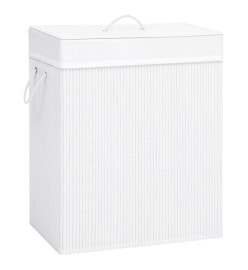 Panier à linge avec une seule section bambou blanc 83 L