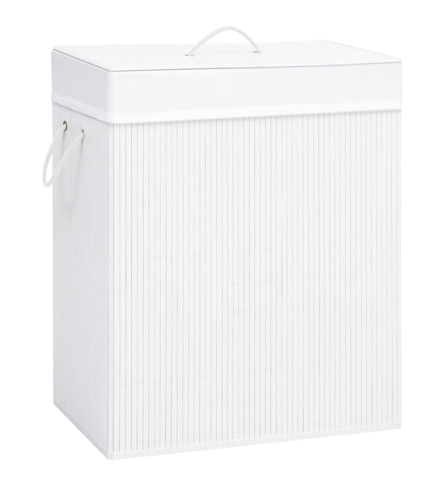 Panier à linge avec une seule section bambou blanc 83 L