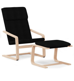 Chaise de relaxation avec repose-pied Noir Tissu