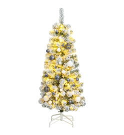 Sapin de Noël artificiel articulé 150 LED et boules 120 cm