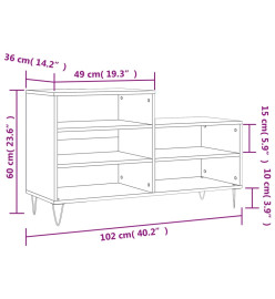 Armoire à chaussure Blanc brillant 102x36x60 cm Bois ingénierie