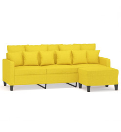 Canapé à 3 places avec repose-pieds Jaune clair 180 cm Tissu