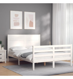Cadre de lit avec tête de lit blanc 140x190 cm bois massif