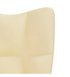 Chaise de relaxation avec repose-pied Blanc crème Velours