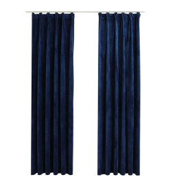 Rideaux occultants et crochet 2pcs Velours Bleu foncé 140x175cm